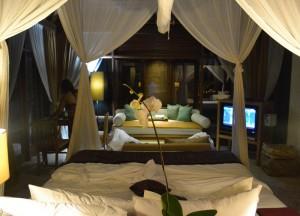 Ubud’s Best Resorts and Spas (Bali) Bed at Night Time, Komaneka Tanggayuda Ubud Review Pool Villas