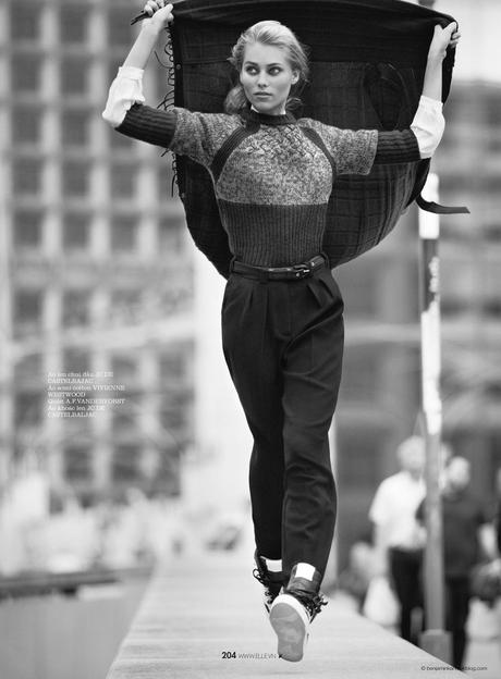 Vika Falileeva in “The Comfort Zone” by Benjamin Kanarek for ELLE Vietnam Vika Falileeva in A.F. Vandervorst, JC de Castelbajac and Suecomma Bonnie sneakers © Benjamin Kanarek