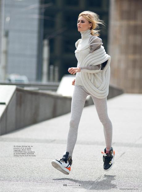 Vika Falileeva in “The Comfort Zone” by Benjamin Kanarek for ELLE Vietnam Vika Falileeva in Jean Paul Gaultier and Suecomma Bonnie sneakers © Benjamin Kanarek