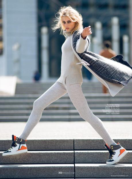 Vika Falileeva in “The Comfort Zone” by Benjamin Kanarek for ELLE Vietnam Vika Falileeva in Max Mara, Jean Paul Gautlier and Suecomma Bonnie sneakers © Benjamin Kanarek