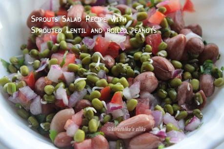 Sprouts Salad Recipe with Sprouted Lentil(moong sprouts) and boiled peanuts