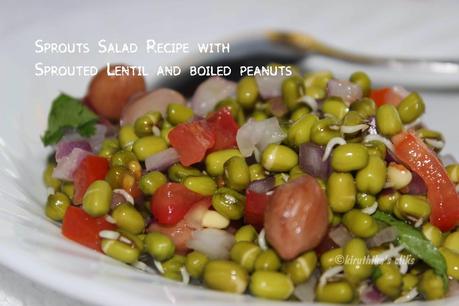 Sprouts Salad Recipe with Sprouted Lentil(moong sprouts) and boiled peanuts