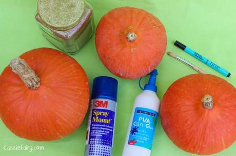 happy halloween DIY glitter pumpkins step by step tutorial