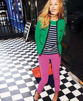 Pinks, greens and blues. This outfit comes together and is just plain fun.
