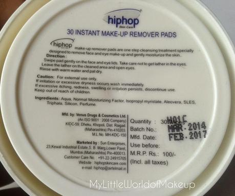 Hiphop Instant Make - up Remover Pads Review Hiphop Instant Make - up Remover Pads Review