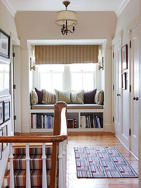 Adding a Bench Seat A cozy built-in bench makes for a perfect reading nook. See the rest of this coastal cottage: http://www.bhg.com/home-improvement/remodeling/before-and-after/a-coastal-cottage-renovation/?socsrc=bhgpin060213builtinnook=9