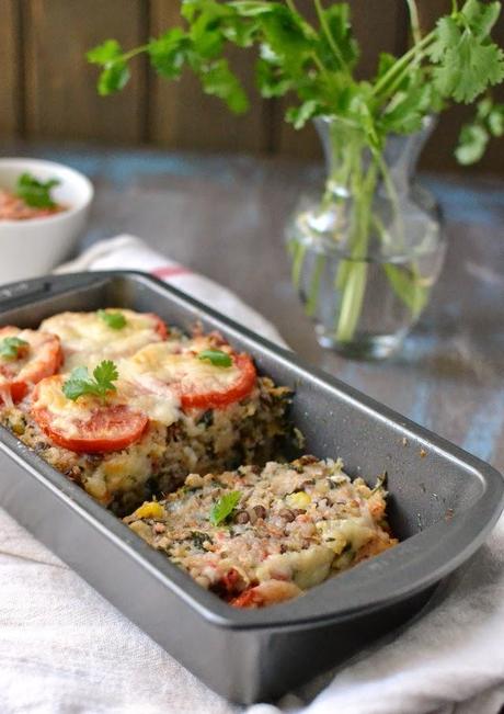 Vegetarian Meatloaf (with Rice & Lentils) with Checca Suace