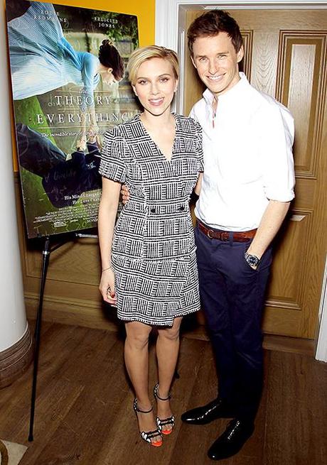 Scarlett Johansson and Eddie Redmayne at a screening on Nov. 3, 2014.