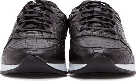 Dark Exclusive:  ETQ Amsterdam SSENSE Exclusive Black Croc-Embossed Leather Sneakers