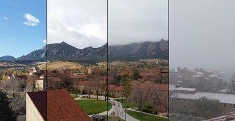 In case you weren't in Boulder today here is the weather sequence perfectly captured by aerospace engineering student Chris Nie and shared in Twitter (https://twitter.com/christophernie/status/531955600465203200).