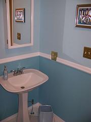 Two Colored Walls In Bathroom