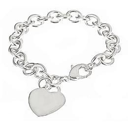 Silver Diva - Designer Inspired Sterling Silver Heart Tag Charm Bracelet