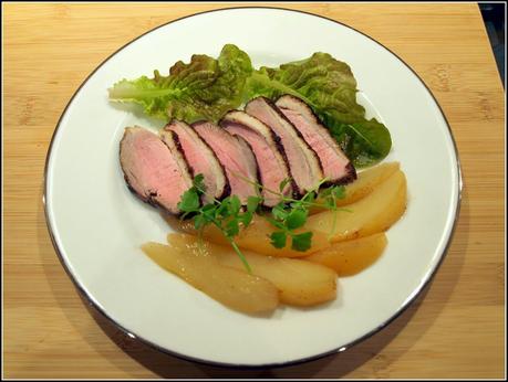 Smoked Duck with quick-pickled pears