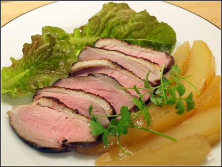 Smoked Duck with quick-pickled pears