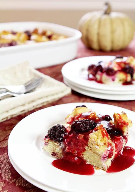 Blackberry and Cream Cheese Stuffed French Toast Serving