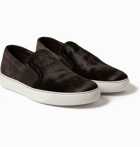 The Sensual Slip:  Lanvin Calf Hair and Suede Slip-On Sneaker