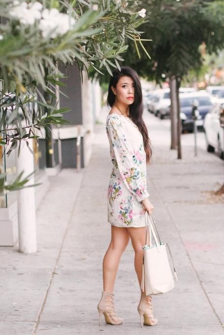 nude tote floral fall shift dress falling4lulus fall trends
