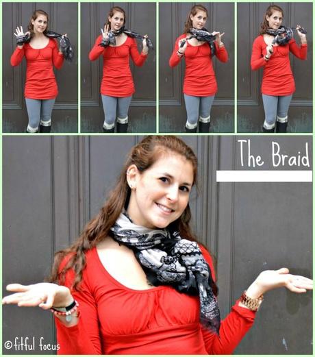 Fit & Fashionable Friday Link Up #5 – 5 Ways to Tie A Scarf The Braid Scarf Style via Fitful Focus #fitnfashionable #fashiontip #style #scarves #howto