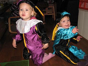 English: Two children dressed up as 'zwarte pi...