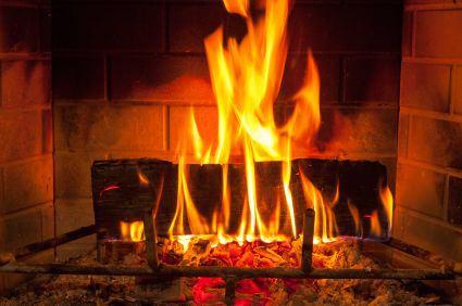 cozy fire in fireplace
