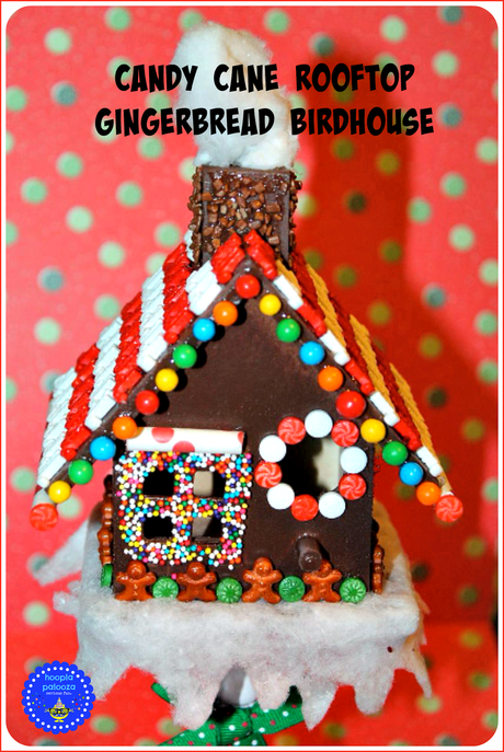 9th Day of Bloggy Christmas: Candy Cane Rooftop Gingerbread Birdhouse