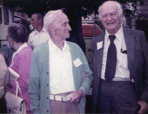 P.M. Stephenson and Linus Pauling at a Darling family reunion, 1983.