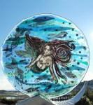 Mermaid and fish glass sculpture