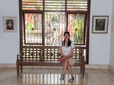 Sonya taking a break on one of the Neka benches