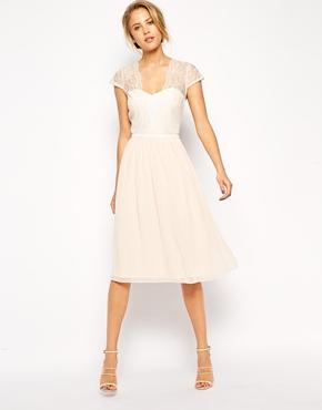 Image 1 of ASOS Lace Scalloped Midi Dress