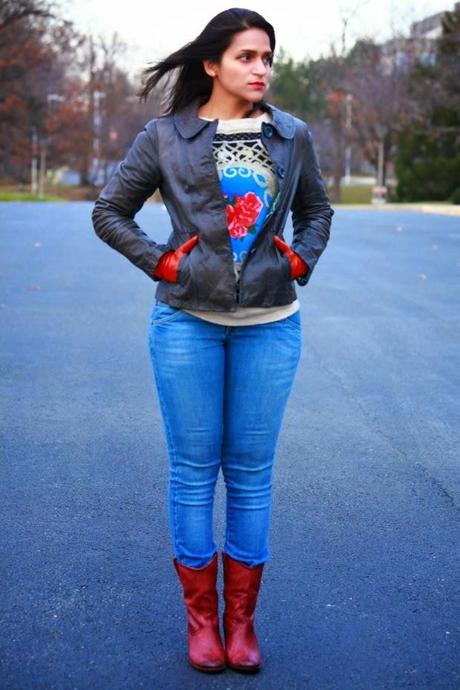 Jacket - Fossil Sweater - From India  Boots - Lucky Brand Gloves - SAKS Tanvii.com