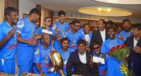 India beats Pak to win Blind Cricket World Cup 2014 - Shri Modi meets players !
