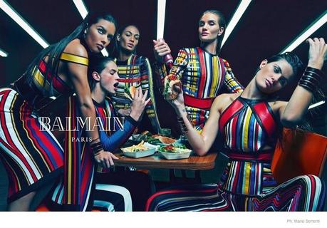Adriana Lima, Joan Smalls, Rosie Huntington, Isabeli Fontana and Crista Cober for BALMAIN’S SPRING 2015 ADS