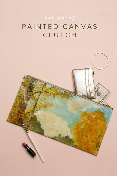 Painted canvas clutch