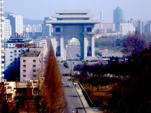 Again: “Confess your crimes against the people of North Korea or you will not be allowed to leave the country tomorrow” Pyongyang’s Arch of Triumph - bigger than the French one