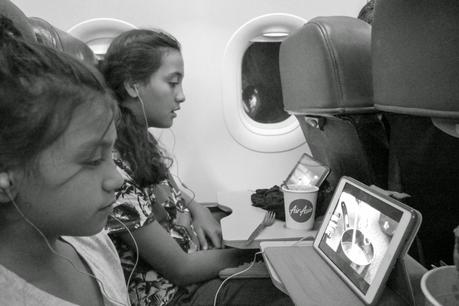 The Morgan family on the plane