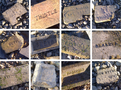 Bottles and bricks on Battersea beach Bottles and bricks on Battersea beach