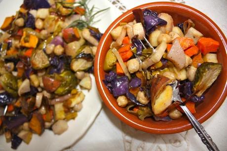 Roasted Winter Vegetables with Garbanzo Beans