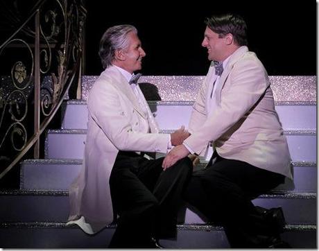 George Hamilton as Georges and Christopher Sieber as Albin in Review: La Cage Aux Folles (Broadway in Chicago)