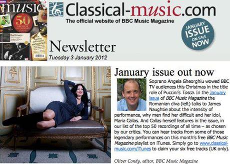 Interview in BBC Music Magazine, January issue