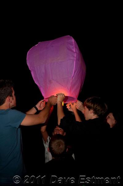 Release of a sky lantern
