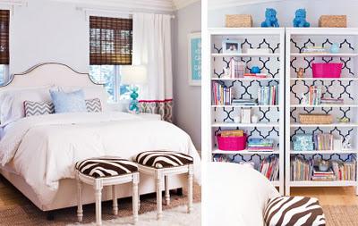 Bright Bedroom ♥ i must diy a bookcase with this design!