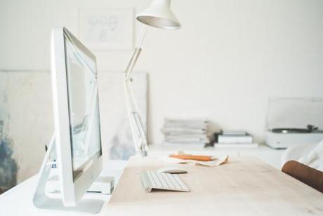 Nordic-Bliss-white-bright-living-room-Benjamin-Bergh-Swedish-Photographer-work-desk-office A Photographer’s home: Benjamin Bergh