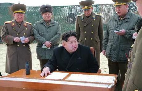 Kim Jong Un observes multiple launch rocket system drill in Kangwo'n Province on December 29, 2014.  Also in attendance are VMar Hwang Pyong So (Director of the KPA General Political Department), Gen. Kim Yong Chol (Director of the Reconnaissance General Bureau and Vice Chief of the KPA General Staff), Col. Gen. Choe Yong Ho (Commander of the KPA Air and Anti-Air Forces) and Gen. Hyon Yong Chol (Minister of the People's Armed Forces) (Photo: KCNA).