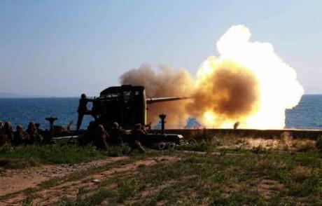 Artillery training exercise conducted by the Ung Islet Defense Detachment (Photo: Rodong Sinmun).