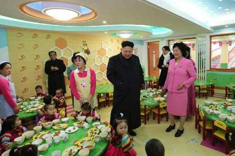 Kim Jong Un tours a dining hall at the Pyongyang Baby Home and Orphanage on January 1, 2015 (Photo: Rodong Sinmun).
