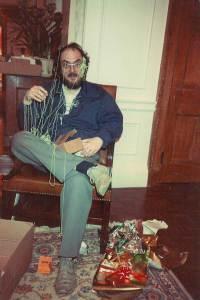 Stanley-Kubrick-covered-in-silly-string-by-his-daughter-on-Christmas-1983