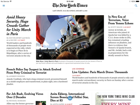 The New York Times Sunday edition: print versus digital