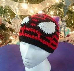 Crocheted Spiderman inspired character hat