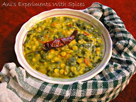Chana Dal Palak (Split Yellow Chickpeas With Spinach) In the Microwave