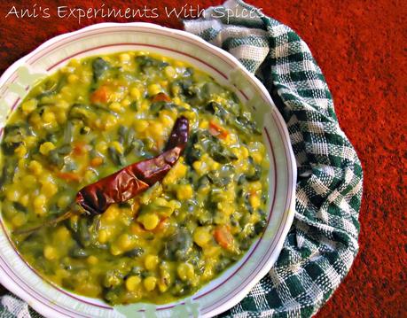 Chana Dal Palak (Split Yellow Chickpeas With Spinach) In the Microwave